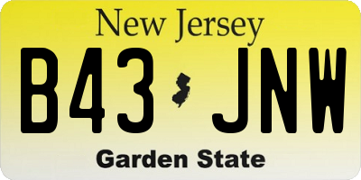 NJ license plate B43JNW