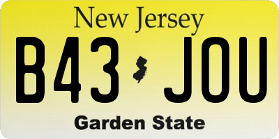 NJ license plate B43JOU