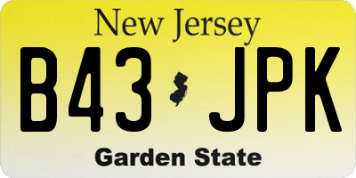 NJ license plate B43JPK