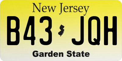 NJ license plate B43JQH