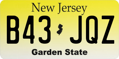 NJ license plate B43JQZ