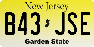 NJ license plate B43JSE