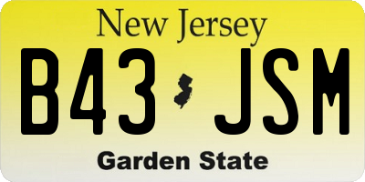 NJ license plate B43JSM