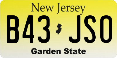 NJ license plate B43JSO
