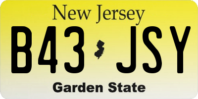 NJ license plate B43JSY