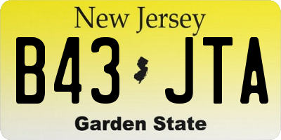 NJ license plate B43JTA