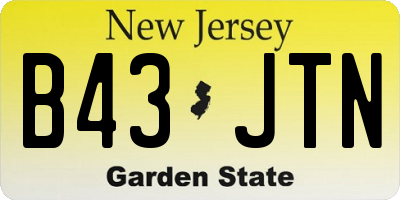 NJ license plate B43JTN