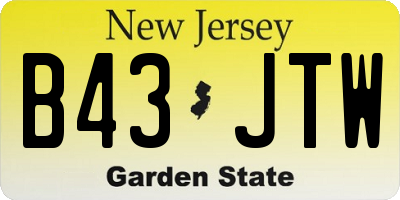 NJ license plate B43JTW