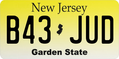 NJ license plate B43JUD