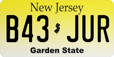 NJ license plate B43JUR