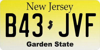 NJ license plate B43JVF