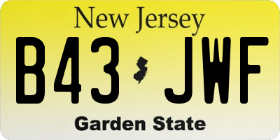 NJ license plate B43JWF