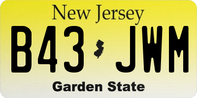 NJ license plate B43JWM
