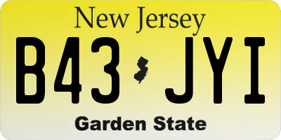 NJ license plate B43JYI