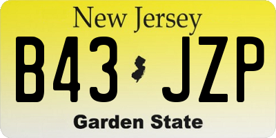 NJ license plate B43JZP