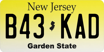NJ license plate B43KAD