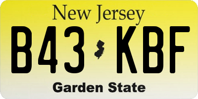 NJ license plate B43KBF