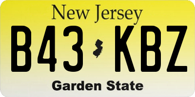 NJ license plate B43KBZ