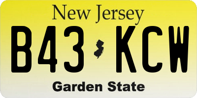 NJ license plate B43KCW