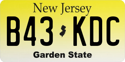 NJ license plate B43KDC