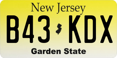 NJ license plate B43KDX