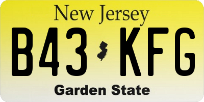 NJ license plate B43KFG