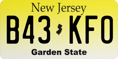 NJ license plate B43KFO