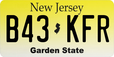 NJ license plate B43KFR