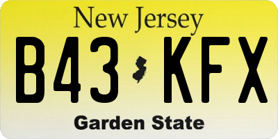 NJ license plate B43KFX