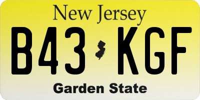 NJ license plate B43KGF