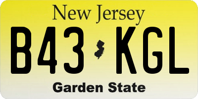 NJ license plate B43KGL
