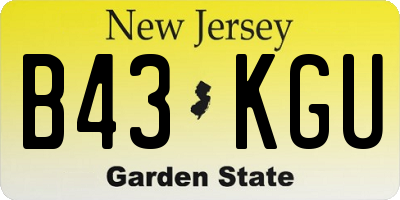 NJ license plate B43KGU