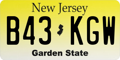 NJ license plate B43KGW