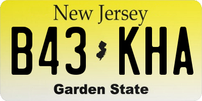 NJ license plate B43KHA