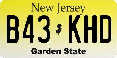 NJ license plate B43KHD