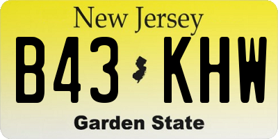 NJ license plate B43KHW