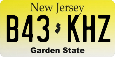 NJ license plate B43KHZ
