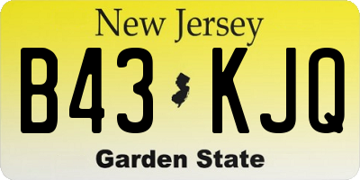 NJ license plate B43KJQ