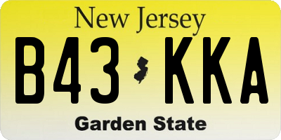 NJ license plate B43KKA