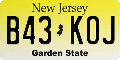 NJ license plate B43KOJ