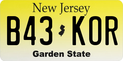 NJ license plate B43KOR