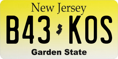 NJ license plate B43KOS