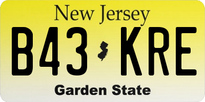NJ license plate B43KRE