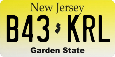 NJ license plate B43KRL