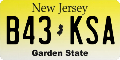 NJ license plate B43KSA