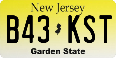 NJ license plate B43KST