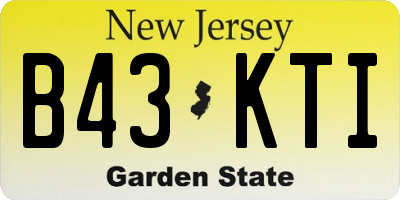 NJ license plate B43KTI