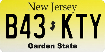 NJ license plate B43KTY