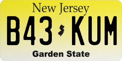 NJ license plate B43KUM