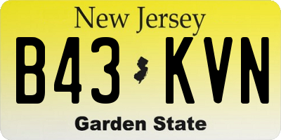 NJ license plate B43KVN